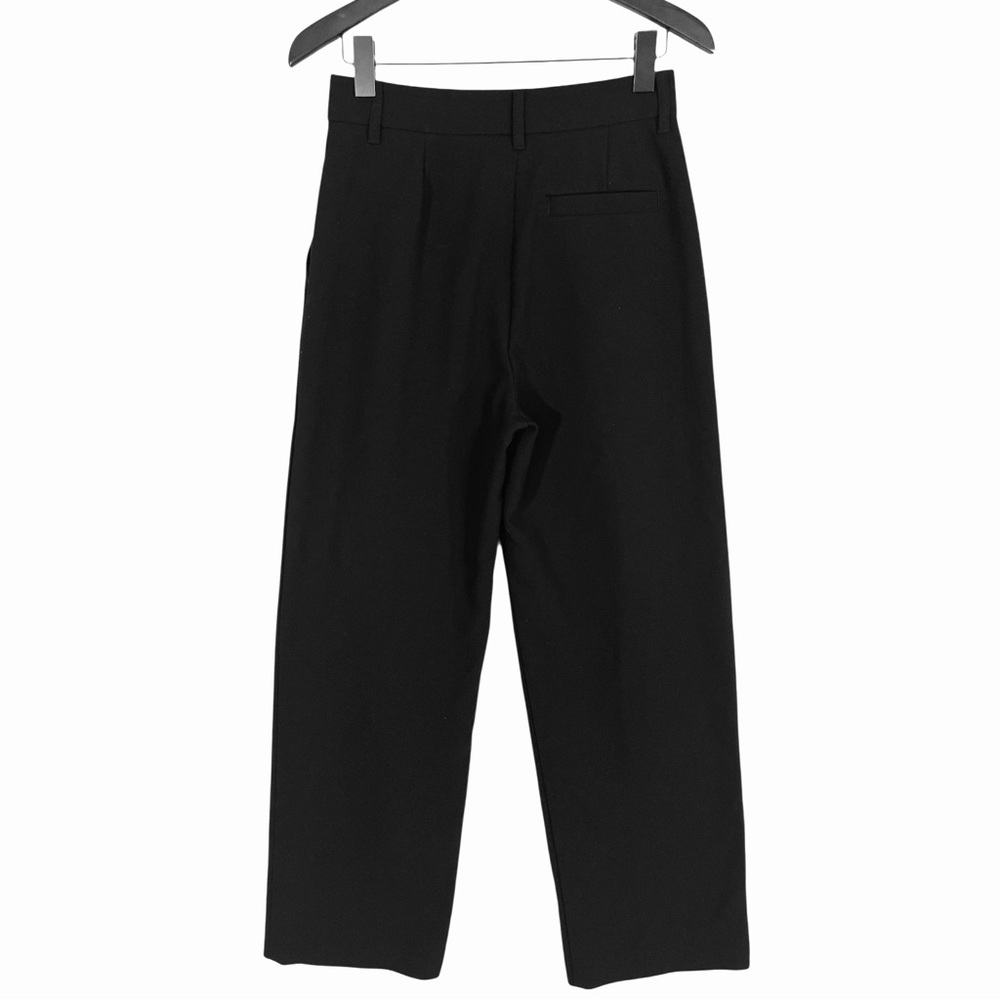 Oak + Fort Straight Leg Pleated Pants in Black Size 4 Straight Cropped Leg - Picture 6 of 8
